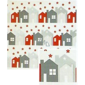 Nekupto Dárkový balicí papír vánoční 70 x 200 cm Bílý, červenošedé domečky