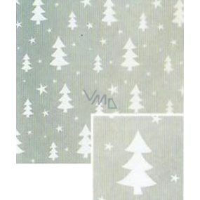 Nekupto Dárkový balicí papír vánoční 70 x 500 cm Stříbrný, bílé stromky