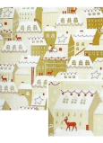 Nekupto Dárkový balicí papír vánoční 70 x 1000 cm Béžový, domečky
