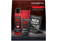 Dermacol Men Agent Eternal Victory 3v1 sprchový gel 250 ml + deodorant sprej 150 ml + slupovací pleťová maska 2 x 7,5 ml, kosmetická sada pro muže