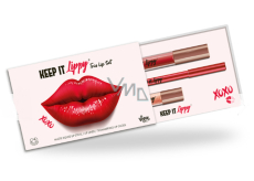 Keep it Lippy Trio Lip Set Red matná rtěnka 3,5 ml + tužka na rty 0,2 g + třpytivý lesk na rty 1,9 ml, kosmetická sada pro ženy