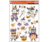 Okenní fólie halloween Čarodějky a upír s glitrem 29 x 41 cm