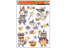 Okenní fólie halloween Čarodějky a upír s glitrem 29 x 41 cm
