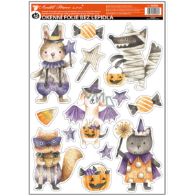 Okenní fólie halloween Čarodějky a upír s glitrem 29 x 41 cm