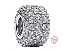 Charm Sterlingové stříbro 925 Třpitivé kouzlo s čirou zirkonií, pavé korálek na náramek symbol