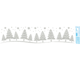Arch Vánoční samolepka, okenní fólie bez lepidla Stříbrné stromky 50 x 12 cm