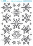 Arch Vánoční samolepka, okenní fólie bez lepidla Vločky s glitry stříbrné 35 x 25 cm