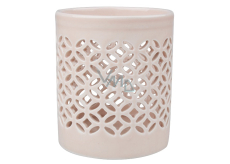 Svícen porcelánový starorůžový 9 x 10,5 cm