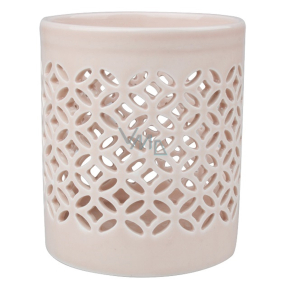 Svícen porcelánový starorůžový 9 x 10,5 cm