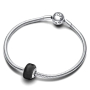Charm Sterlingové stříbro 925 Černé Murano sklo, korálek na náramek symbol