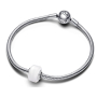 Charm Sterlingové stříbro 925 Bílé Murano sklo, korálek na náramek symbol