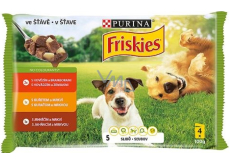 Purina Friskies hovězí, kuře, jehně s mrkví ve šťávě kompletní krmivo pro psy kapsička 4 x 100 g