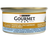 Gourmet Gold Double Pleasure s mořskými rybami ve šťávě se špenátem konzerva pro dospělé kočky 85 g