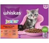 Whiskas Junior klasické pokrmy ve šťávě hovězí, kuře, jehně, drůbeží kapsičky ve šťávě 12 x 85 g