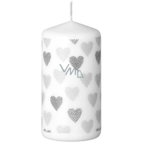 Emocio A Little More Love - srdce bílá svíčka válec 60 x 120 mm