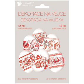 Smršťovací dekorace na vejce, červený motiv 12 kusů