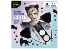 Kidea Koťátko barvy na obličej + štětec + třpytky + čelenka, kreativní sada