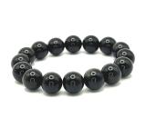 Obsidian náramek elastický přírodní kámen, kulička 12 mm / 16 - 17 cm, bez hranic