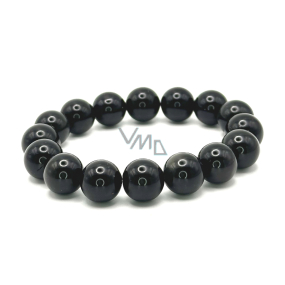 Obsidian náramek elastický přírodní kámen, kulička 12 mm / 16 - 17 cm, bez hranic