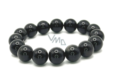 Obsidian náramek elastický přírodní kámen, kulička 12 mm / 16 - 17 cm, bez hranic