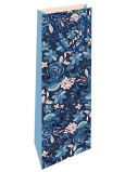 Nekupto Dárková papírová taška na láhev 10 x 33 x 8,5 cm Květinový vzor modrý