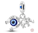 Charm Sterlingové stříbro 925 Podkova, modré oko, slon, přívěsek na náramek štěstí