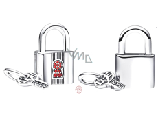 Charm Sterlingové stříbro 925 Visací zámek a klíček 2v1 červený, přívěsek na náramek láska