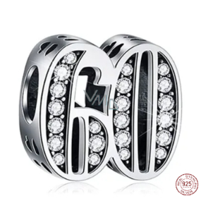 Charm Sterlingové stříbro 925 60 výročí, korálek na náramek