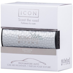 Millefiori Milano Icon Oxygen Stříbrná vůně do auta Metal Shades voní až 2 měsíce 47 g