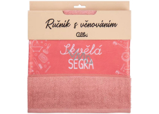 Albi Dárkový ručník - Skvělá ségra růžový 50 x 90 cm