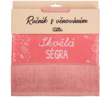 Albi Dárkový ručník - Skvělá ségra růžový 50 x 90 cm