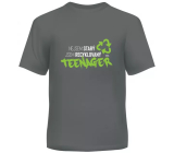 Albi Humorné tričko Recyklovaný teenager šedé zelené, pánské velikost L