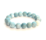 Larimar náramek elastický přírodní kámen, 11 / 12 mm / 16 - 17 cm, klid - mír - vyrovnanost