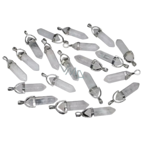 Křišťál Kyvadlo šestihran přívěsek přírodní kámen 41 x 13 mm, ručně vyřezávaný, kámen kamenů 1 kus