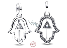 Charm Sterlingové stříbro 925 Mini medailon Ruka Fatimy, přívěsek na náramek symbol