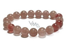 Křemen růžový / jahodový náramek elastický přírodní kámen, kulička 10 mm / 16 - 17 cm, nejdokonalejší léčitel