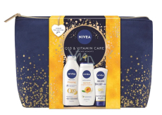 Nivea Q10 & Vitamin Care Firming zpevňující tělové mléko 400 ml + Nivea Apricot sprchový gel 250 ml + Nivea Anti Age Q10 krém na ruce 100 ml + kosmetická etue, kosmetická sada pro ženy