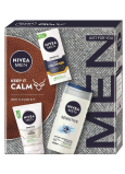 Nivea Men Keep it Calm Sensitive SPF15 pleťový krém 75 ml + Nivea Men Sensitive čistící gel 100 ml + Nivea Men Sensitive Bamboo Extract sprchový gel 250 ml, kosmetická sada pro muže