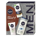 Nivea Men Keep it Calm Sensitive SPF15 pleťový krém 75 ml + Nivea Men Sensitive čistící gel 100 ml + Nivea Men Sensitive Bamboo Extract sprchový gel 250 ml, kosmetická sada pro muže