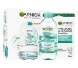 Garnier Hyaluronic Aloe micelární voda + denní pleťové sérum + revitalizující textilní maska, kosmetická sada pro ženy