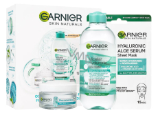 Garnier Hyaluronic Aloe micelární voda + denní pleťové sérum + revitalizující textilní maska, kosmetická sada pro ženy