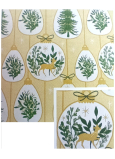 Nekupto Dárkový balicí papír vánoční 70 x 500 cm Classic béžový v baňce stromek, jmelí