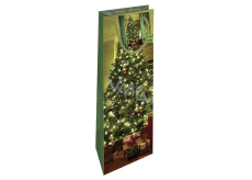 Nekupto Dárková papírová taška na láhev zelená 10 x 33 x 8,9 cm Vánoční atmosféra