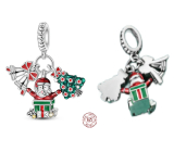 Charm Sterlingové stříbro 925 Vánoční 3v1 Zvonky, Santa, stromek, přívěsek na náramek Vánoce