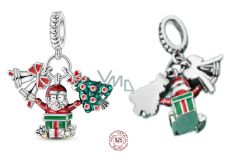 Charm Sterlingové stříbro 925 Vánoční 3v1 Zvonky, Santa, stromek, přívěsek na náramek Vánoce