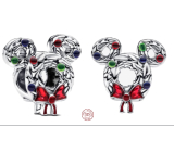 Charm Sterlingové stříbro 925 Mickey vánoční věnec, korálek na náramek vánoce