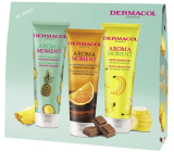 Dermacol Aroma Moment sprchový gel Ananas 250 ml + sprchový gel Banán 250 ml + sprchový gel Belgická čokoláda 250 ml, kosmetická sada pro ženy