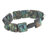 Paua mušle / Abalon s duhovou hrou barev náramek 14 x 14 mm / 16 - 17 cm, symbol ochrany a životní rovnováhy