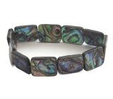 Paua mušle / Abalon s duhovou hrou barev náramek 12 x 16 mm / 16 - 17 cm, symbol ochrany a životní rovnováhy