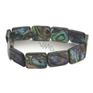 Paua mušle / Abalon s duhovou hrou barev náramek 12 x 16 mm / 16 - 17 cm, symbol ochrany a životní rovnováhy